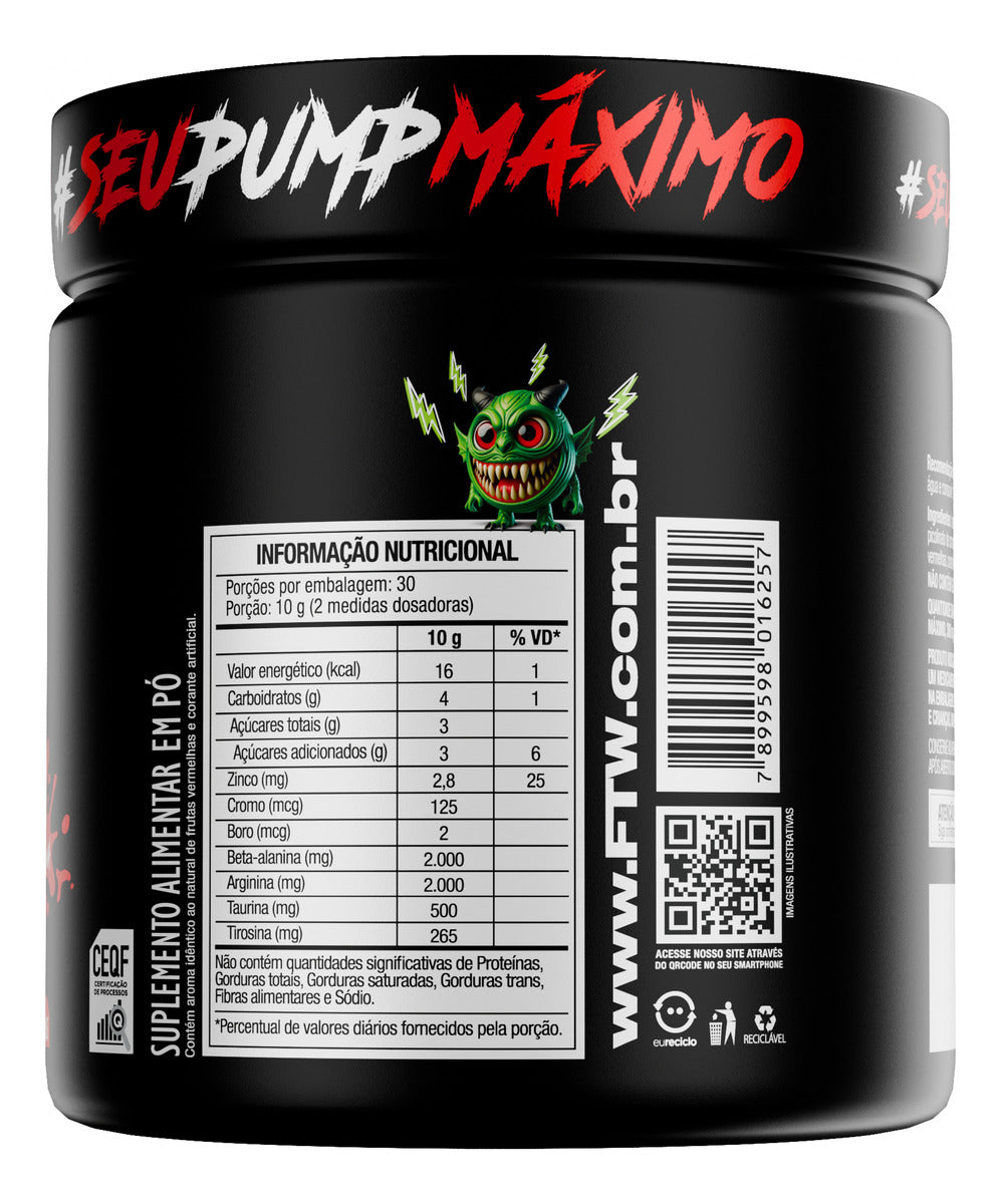 Dilabol Pump Pré Treino Pote 300g Sabor Frutas Vermelhas Diabo Verde - FTW