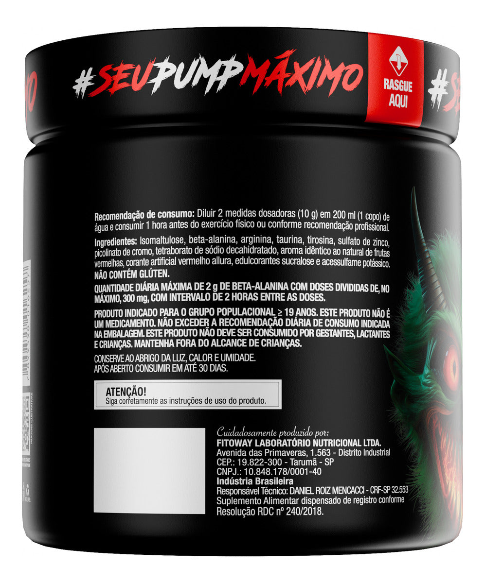 Dilabol Pump Pré Treino Pote 300g Sabor Frutas Vermelhas Diabo Verde - FTW