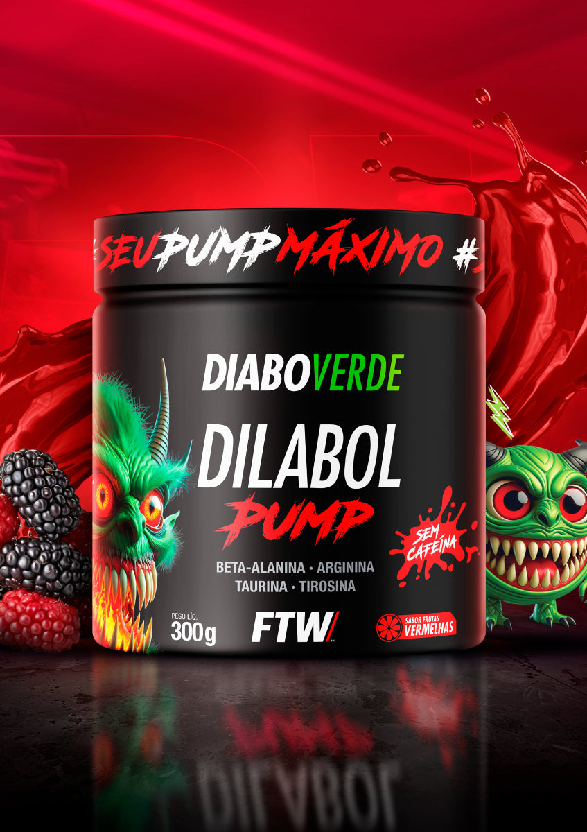 Dilabol Pump Pré Treino Pote 300g Sabor Frutas Vermelhas Diabo Verde - FTW