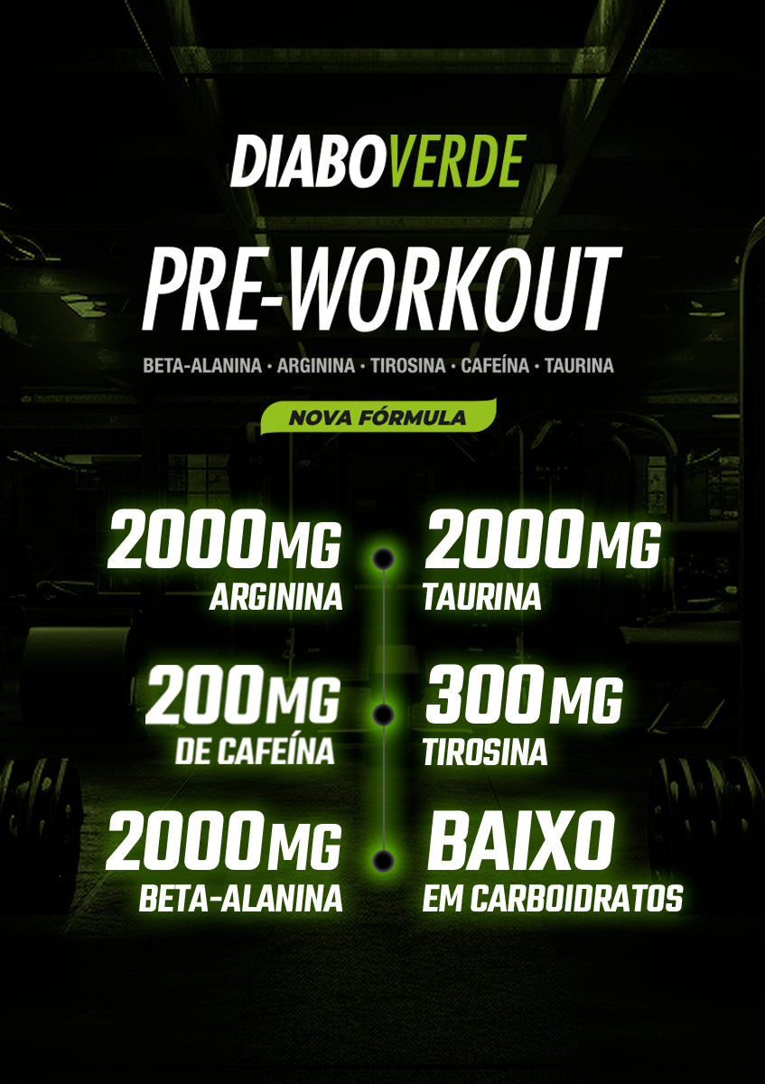 Suplemento Em Pó Pre Treino Pre Workout Pote 300g Sabor Frutas Vermelhas FTW - DIABO VERDE