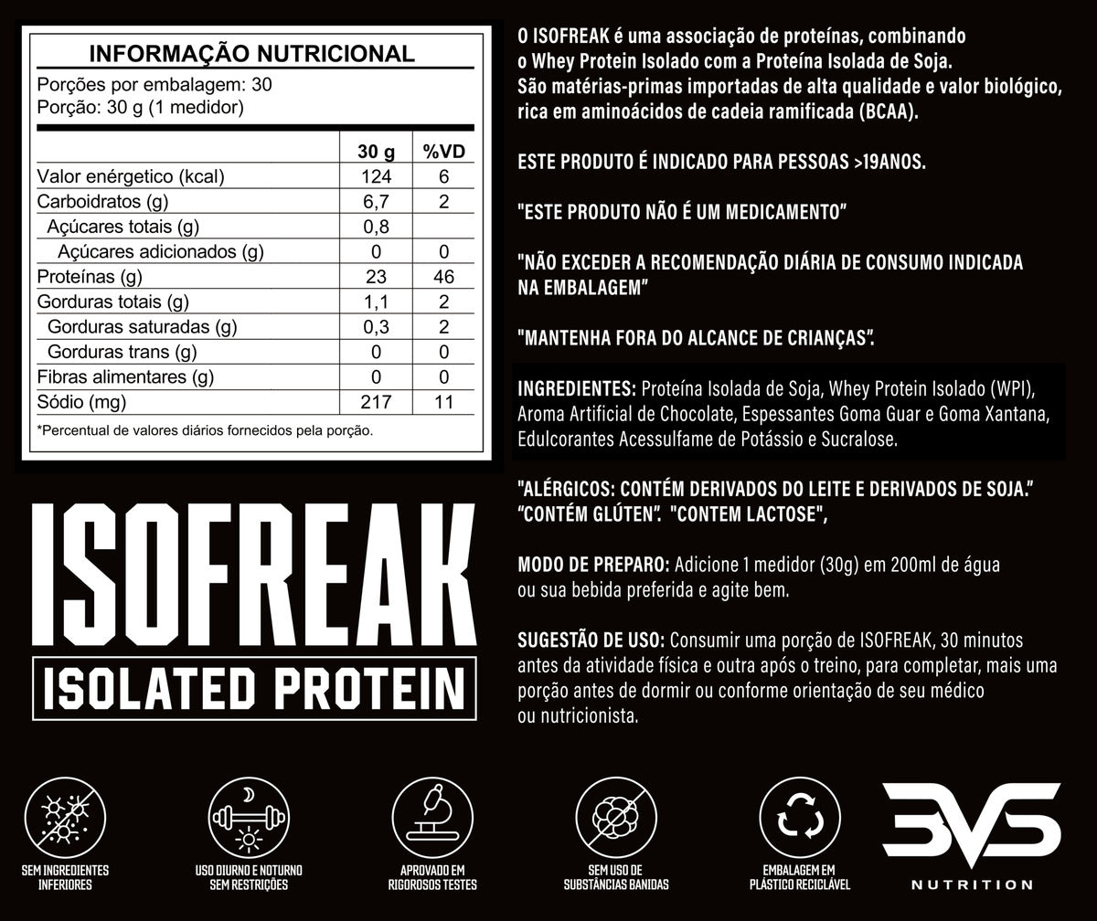Whey Isolado Isofreak 900g Sabor: Chocolate - Fórmula Avançada Com 23g De Proteína Por Dose