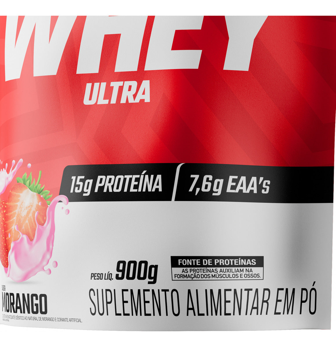 Whey Concentrado Ultra Protein Refil 900g Sabor Morango - FTW