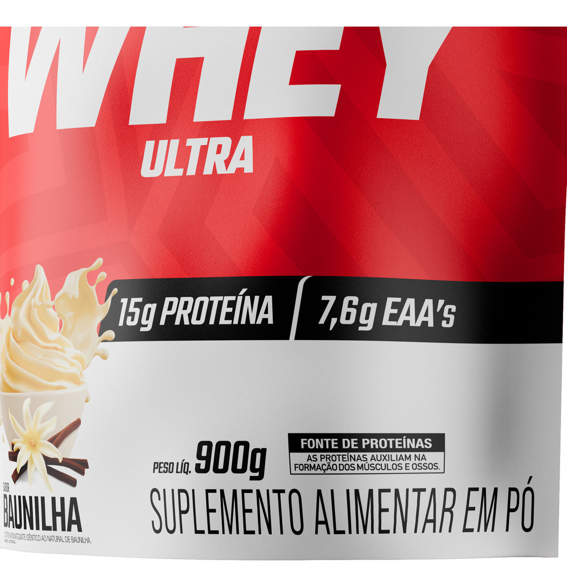 Whey Ultra Protein Concentrado Refil 900g Sabor Baunilha - FTW
