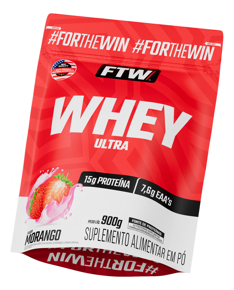 Whey Concentrado Ultra Protein Refil 900g Sabor Morango - FTW