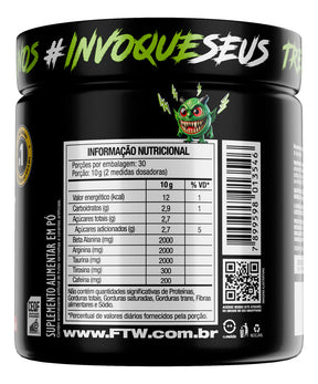 Suplemento Em Pó Pre Treino Pre Workout Pote 300g Sabor Frutas Vermelhas FTW - DIABO VERDE