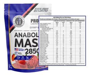 Hipercalórico Anabolic Mass 28500 3kg Profit Labs Sabor Morango