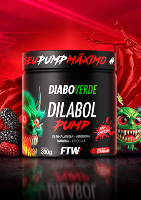 Dilabol Pump Pré Treino Pote 300g Sabor Frutas Vermelhas Diabo Verde - FTW