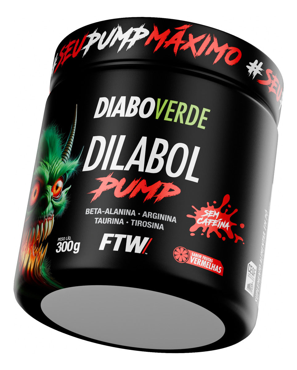 Dilabol Pump Pré Treino Pote 300g Sabor Frutas Vermelhas Diabo Verde - FTW