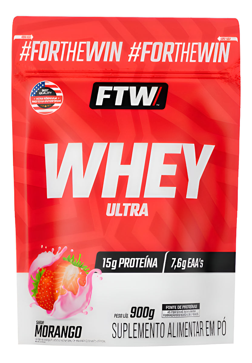Whey Concentrado Ultra Protein Refil 900g Sabor Morango - FTW