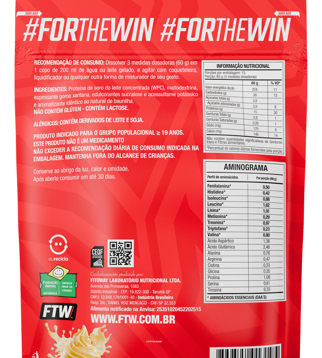 Whey Ultra Protein Concentrado Refil 900g Sabor Baunilha - FTW