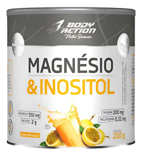 Magnésio E Inositol Taurina Melatonina 210g Bodyaction Sabor Maracujá